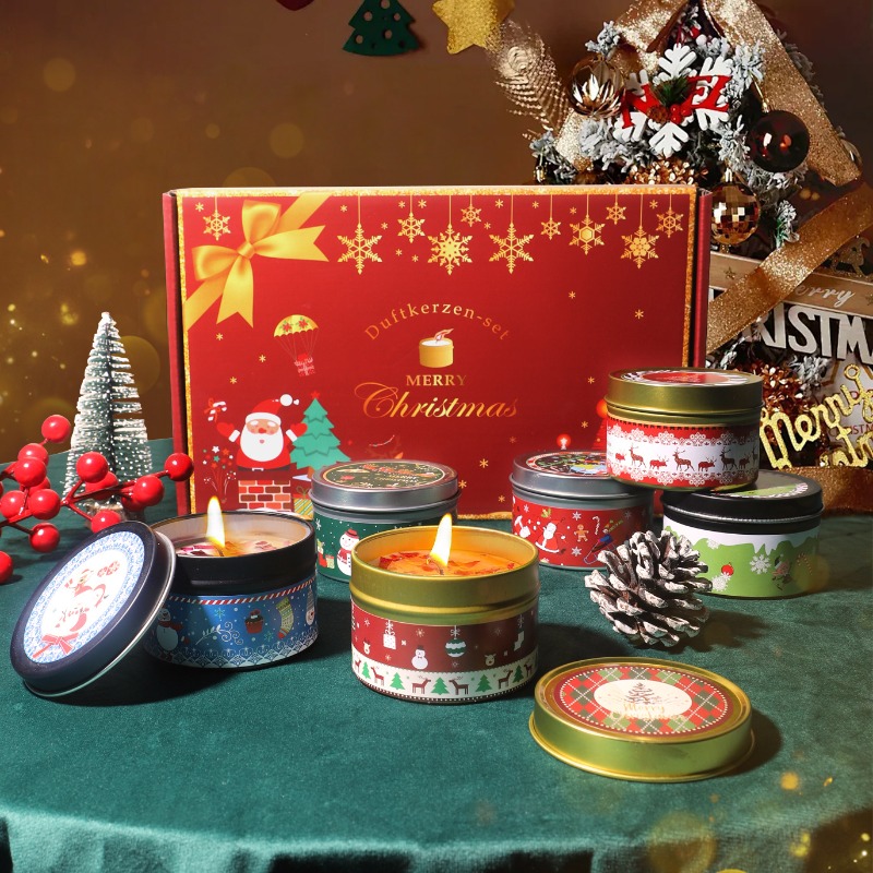 Soy Wax - مجموعة هدايا شموع عيد الميلاد المصنوعة